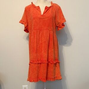 Orange Ruffle Hem Dress